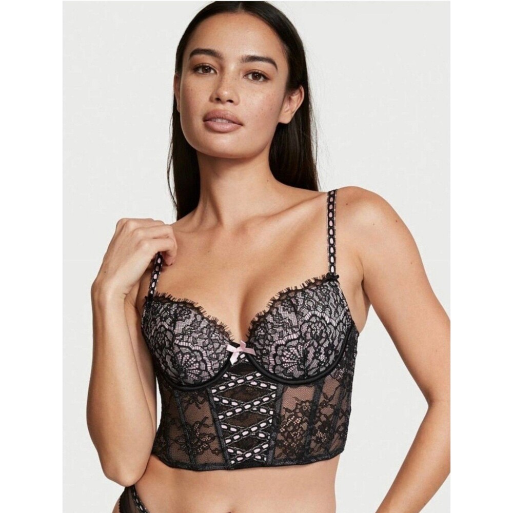 Victoria's secret lightly lined lace-up corset top size medium DD